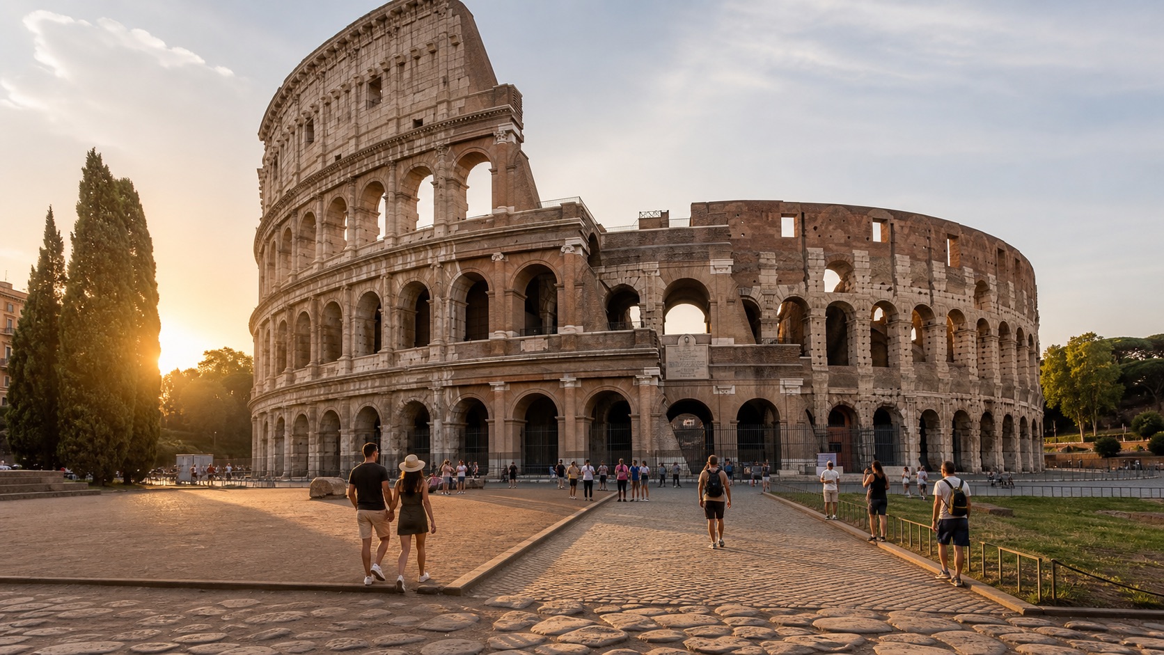 Colosseum checkpoint on a private Rome panoramic tour
