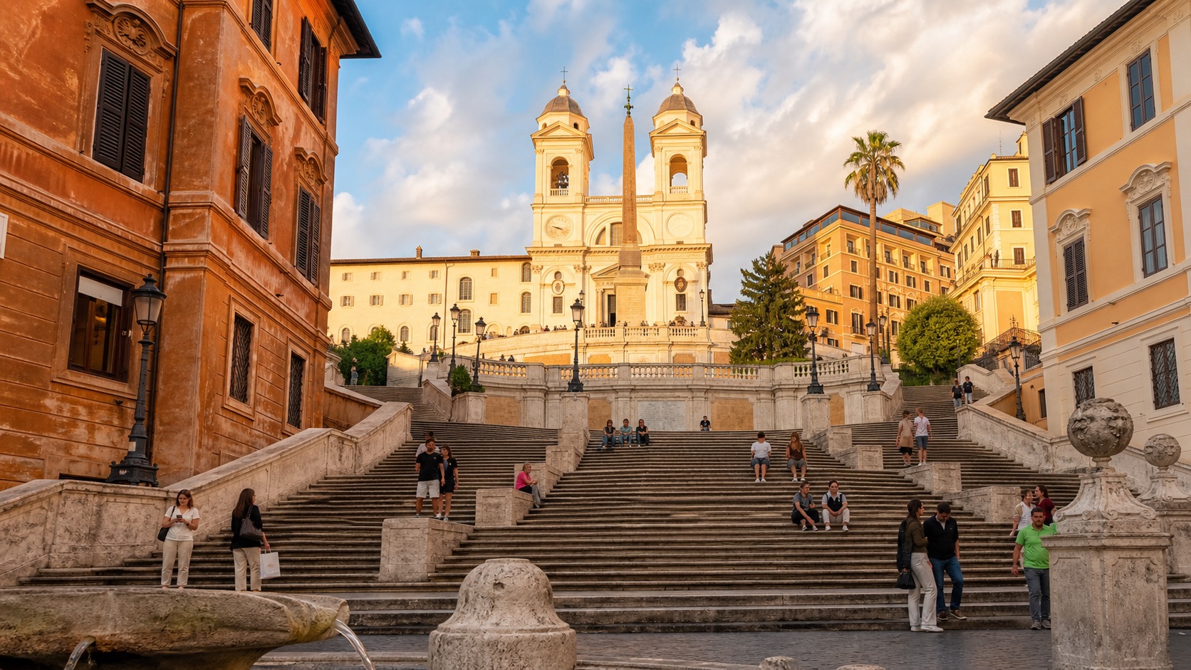 Spanish Steps checkpoint on a private Rome panoramic tour