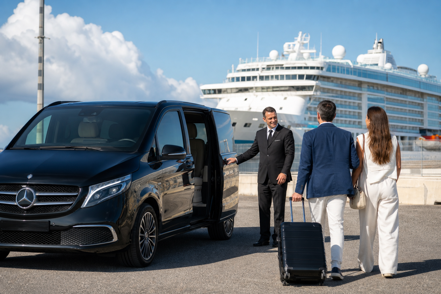 Private Civitavecchia cruise port transfer with luxury chauffeur van
